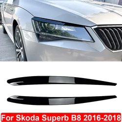 For Skoda Superb B8 2016 2017 2018 Front Headlight Light Eyebrow Cover Trim Auto Eyelids Eye Lid Sticker Car Styling Accessories