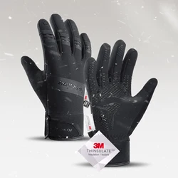 Gants de sports d'hiver imperméables et chauds pour homme, mitaines noires, écran tactile, cyclisme, ski, canadisme, moto, extérieur, 3M, 506