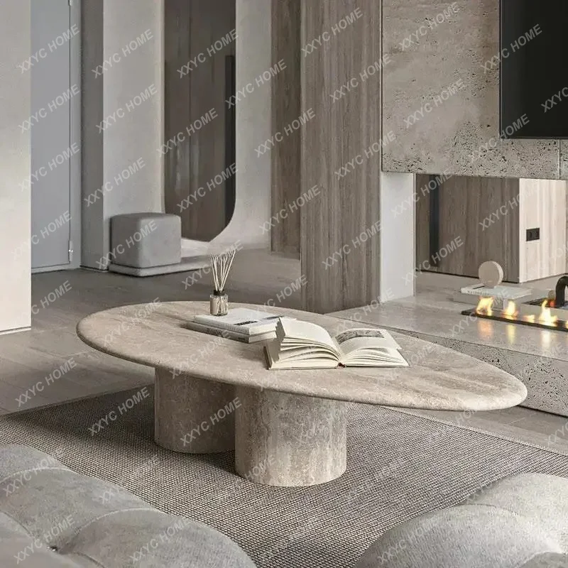 X-S Natural Coffee Table Living Room Cream Marble Beige Table Countertop Stone HG
