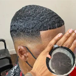 男性用の通気性のある黒いアフロトーピー,人工毛システム,モノおよびNpuヘアピース,オーストラリア,スイスレース,100% カーリー,8mm, 10mm