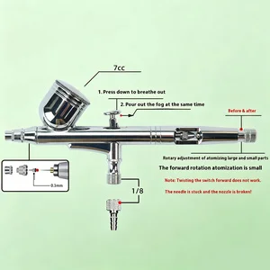 0.3mm Dual-Action Gravity Feed Airbrush with Dropper & Wrench, for Models, Painting & Nail Art, Airbrush Hobbyist Tool