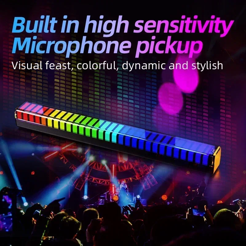 Music Sync Muticolor Music Rhythm Light RGB Sound Pickup Lamp LED Atmosphere Lights for Party Esports Room Automobile Decoration