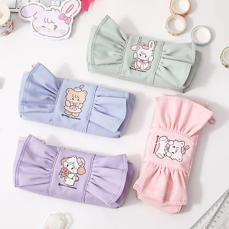 

New Kawaii Mikko Cute Bow Girl's Heart Pen Bag Anime Cartoon Cute Student Cross Shoulder Storage Bag Girls Birthday Gifts Toys