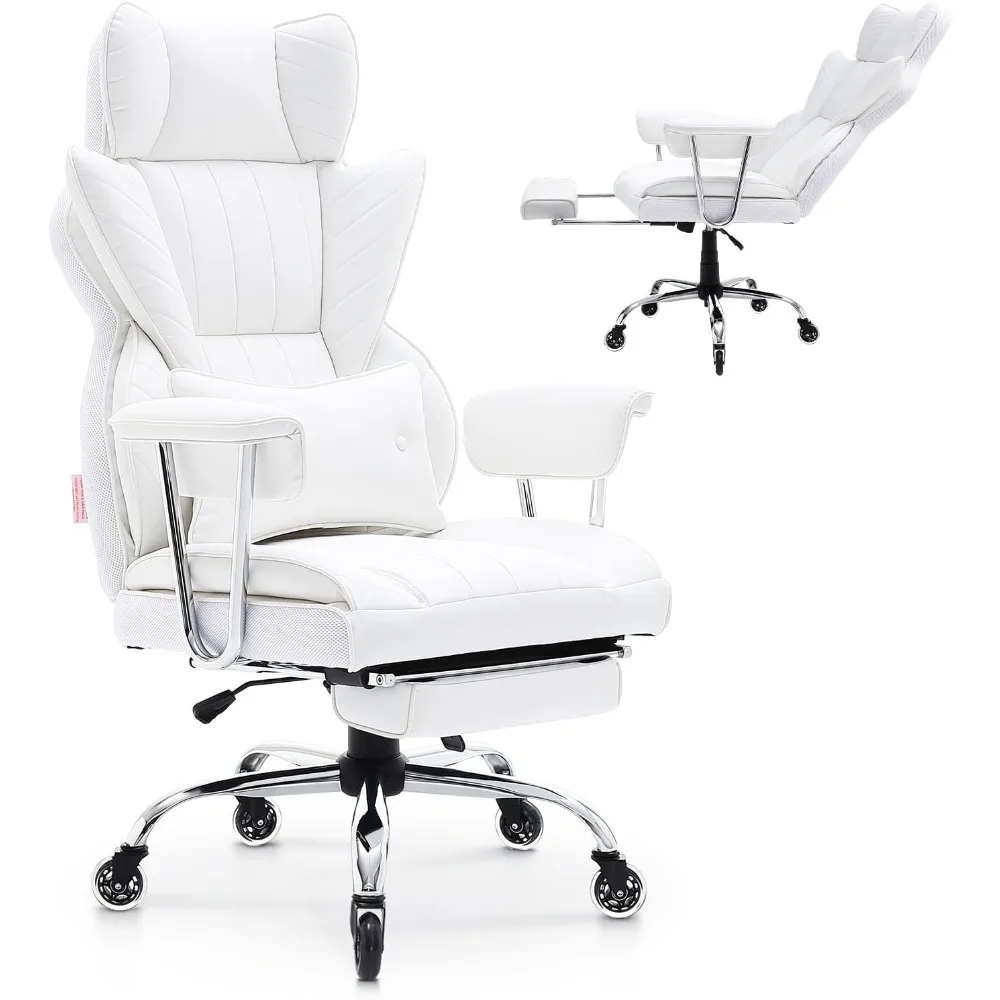 كرسي مكتب VEVOR قابل للاستلقاء مع مسند للقدمين، كرسي مكتب كبير الحجم من جلد البولي يوريثان شديد التحمل، كراسي مكتب تنفيذية كبيرة وطويلة wi #1