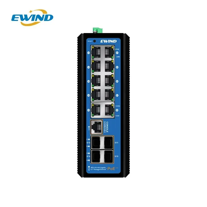 Direct Factory 14 Port s PoE Switch With 8 PoE Ports+ 2 RJ45 Ports +4 SFP Ports L2+ Management Wholesale Price for CCTV System