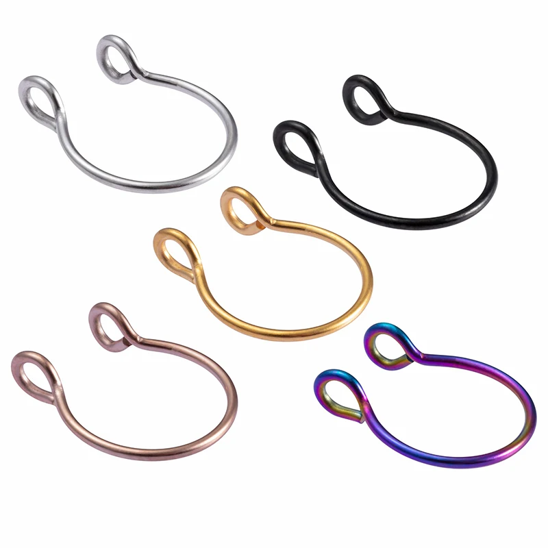 

1pc U Shaped Fake Nose Septum Ring No Piercing Lip Rings Clip Hoop Earring Stainless Steel Horseshoe Circular Body Jewelry