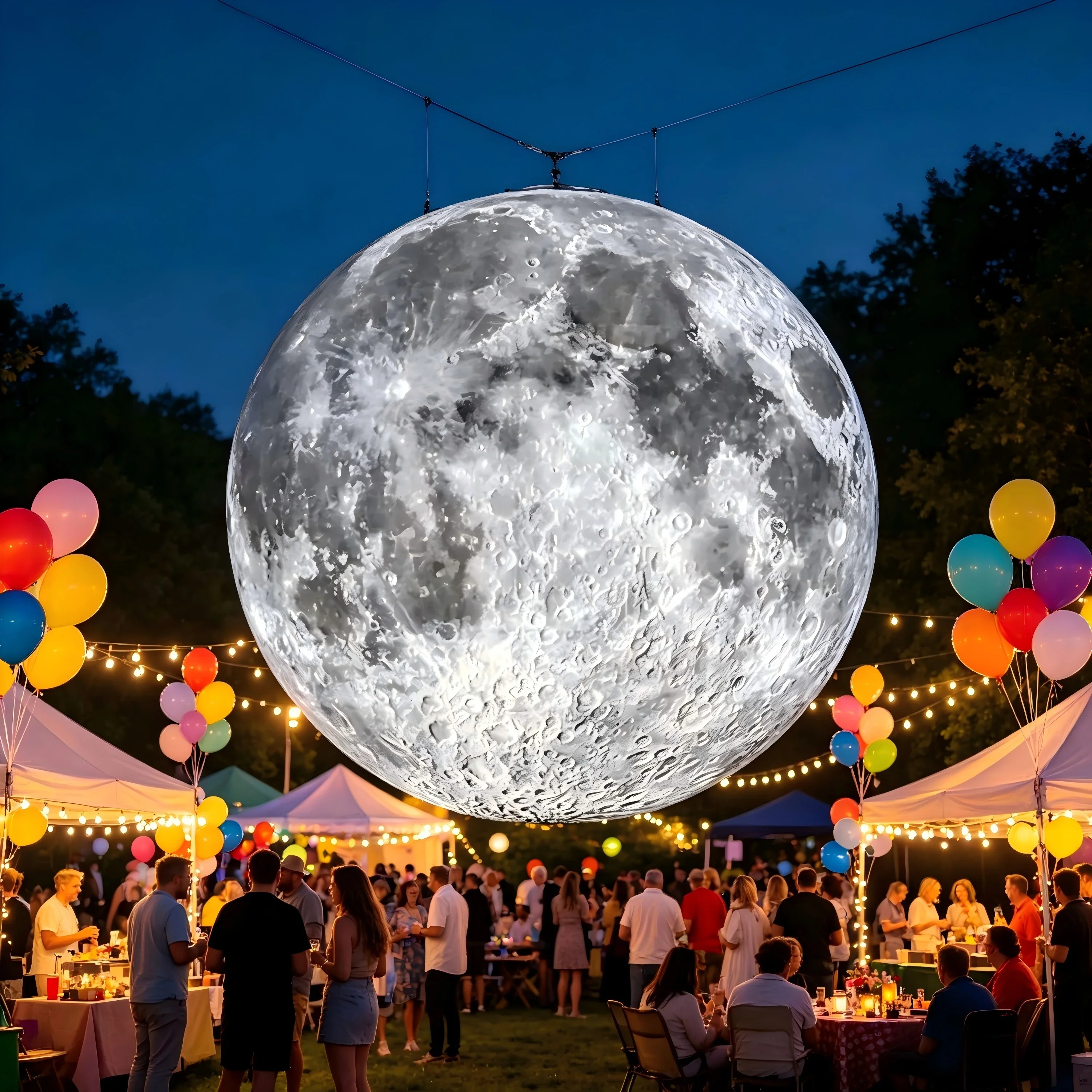 Giant Inflatable Planet Moon Sphere PVC Airtight Balloon Photo Booth Prop for Wedding Festival Stage Event Floating Decor