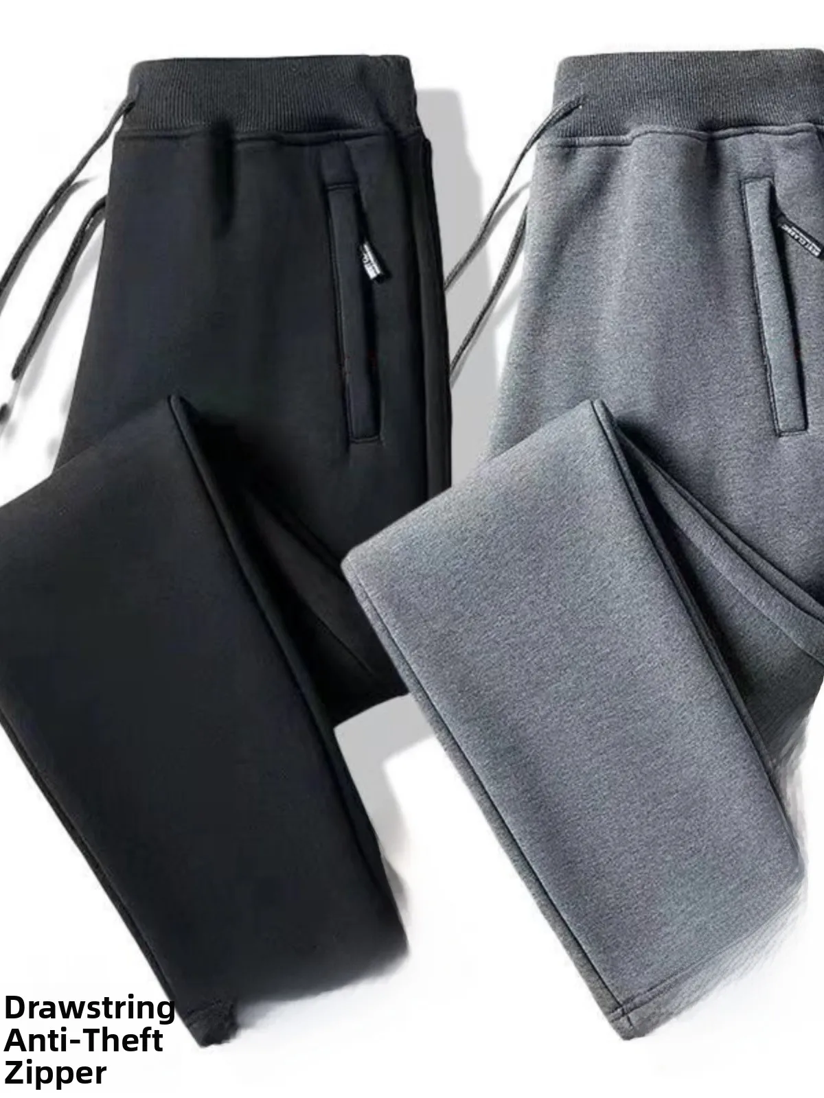 

Men's Winter Thiened Fce Casual Pants Loose Fit Youth Large Size Warmth Preservation Sport Long Trousers Turn-down Cuffs