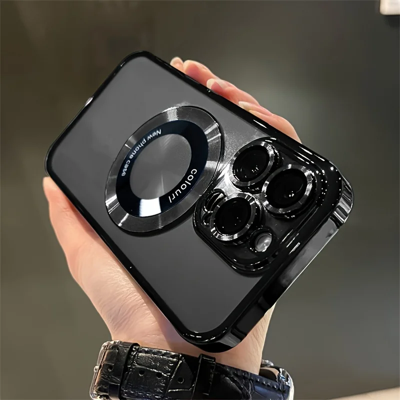 

Anti-Vibration Electroplated TPU Transparent Magnetic Phone Case Suitable for Apple 17, 16, 15, 14, 13, 12, 11 Pro Max Plus