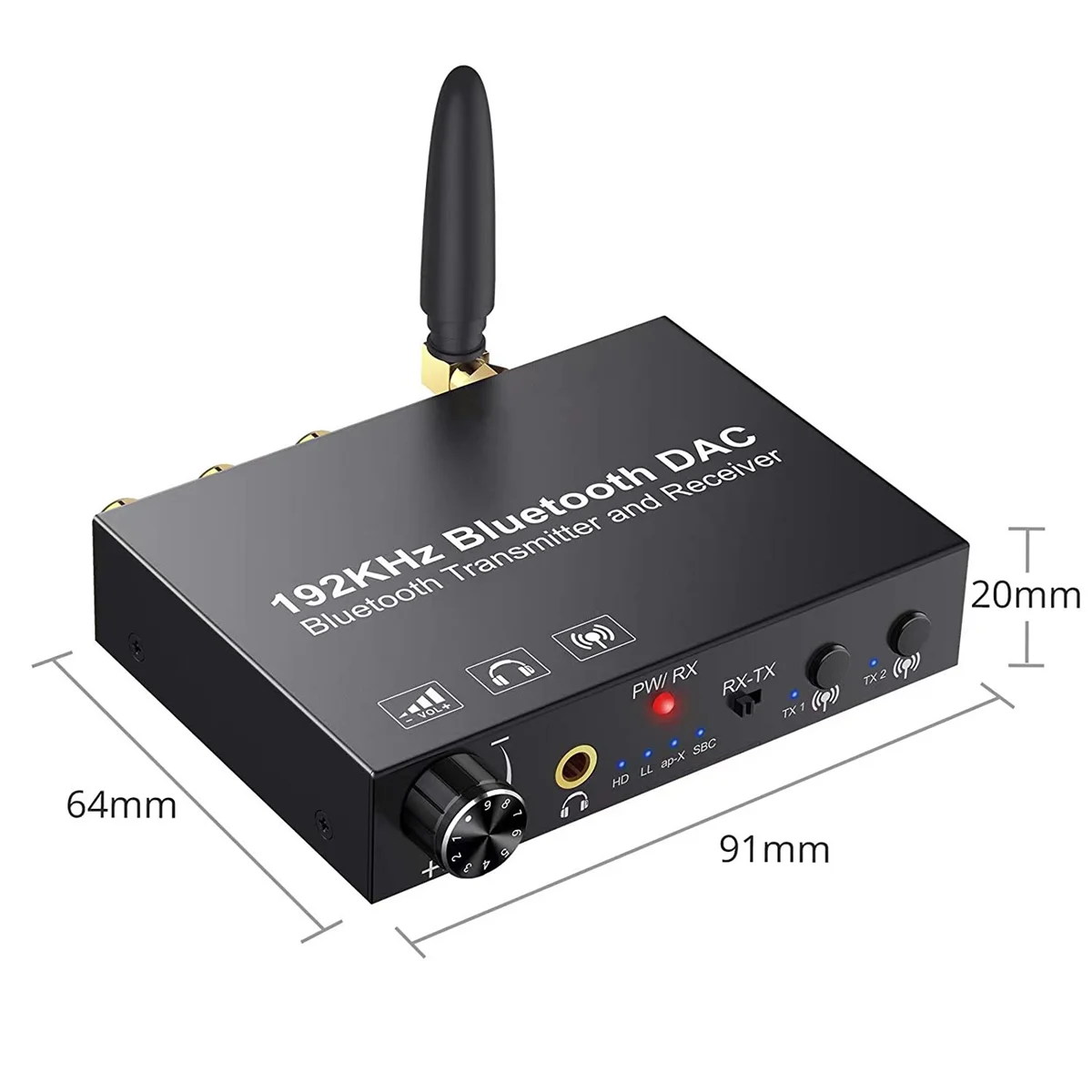 Convertitore DAC Bluetooth A10RR 192KHz Trasmettitore audio wireless Ricevitore Adattatore ottico coassiale-analogico digitale per TV