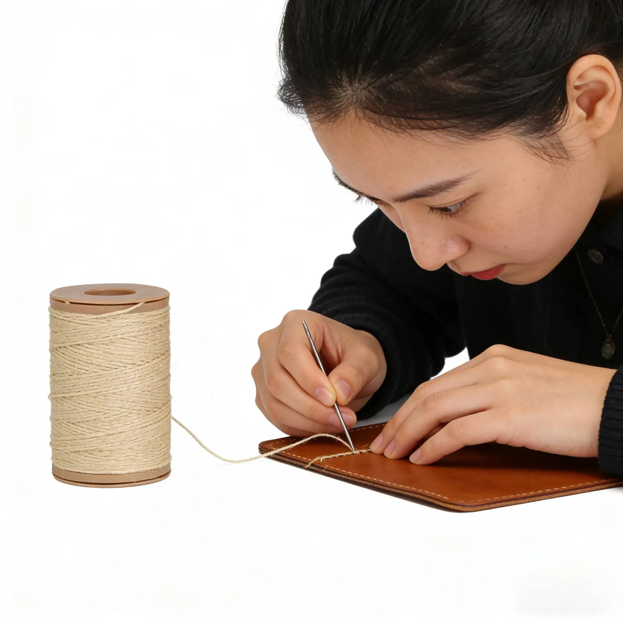 

CNBTR 0.55MM 100M Durable Pure Ramie Round Thread Cord for Handwork Leather Sewing Craft DIY Jewelry Making Weaving Stitching