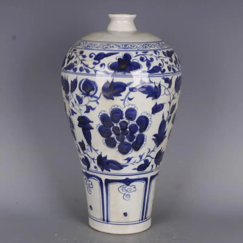 Юань сине-белая обмотка ветки узор сливовая ваза ручная роспись антикварное ремесло фарфор домашняя коллекция орнаментов в китайском стиле