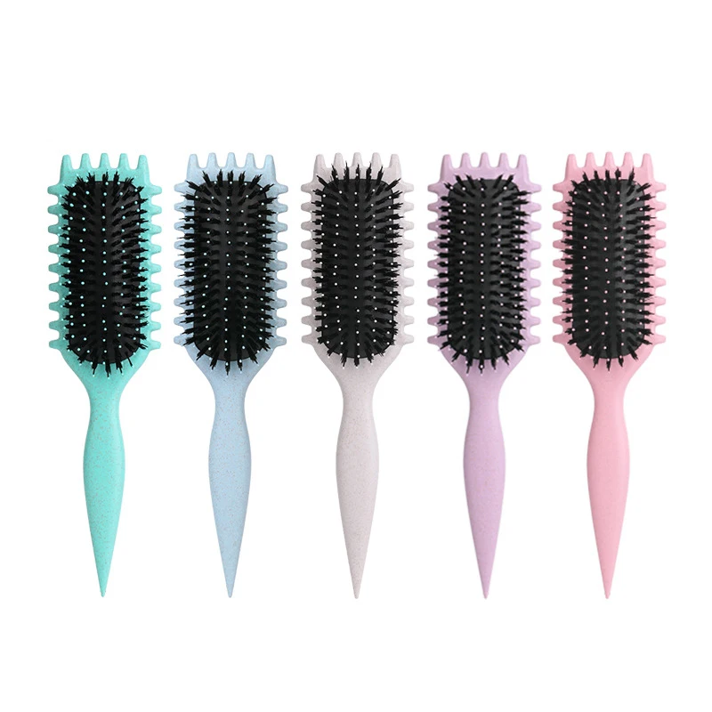 New style sells comb curl brush Eco-friendly mustard wheat pole pig bristle air bag hair comb Large wave hair comb