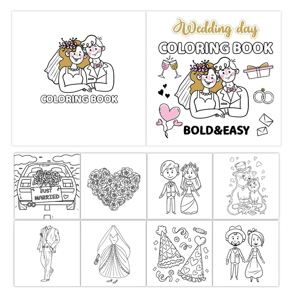 40 Sheets Wedding Day Coloring Book Montessori Toy Pocket Cartoon Doodle Book Interesting Filling Color Watercolor Painting Book