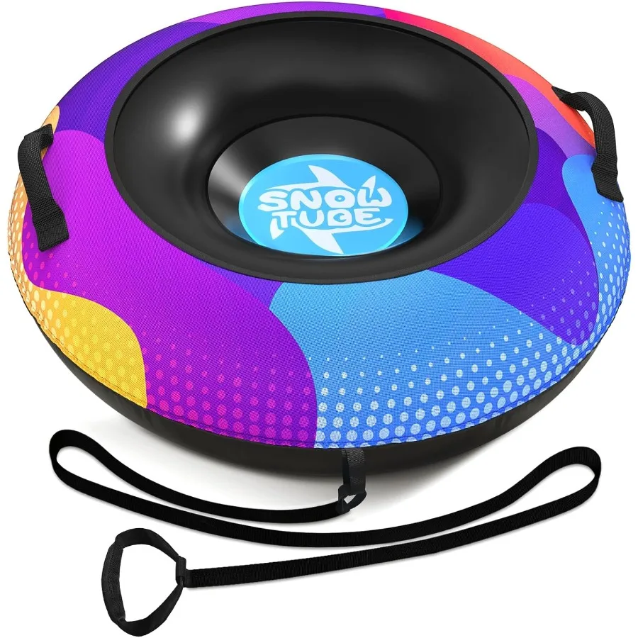 

Snow Tube, 48 Inch Big Heavy-Duty Inflatable Snow Sled with Premium Canvas Cover for Kids Adults,Thickened Hard Bottom Sleds for