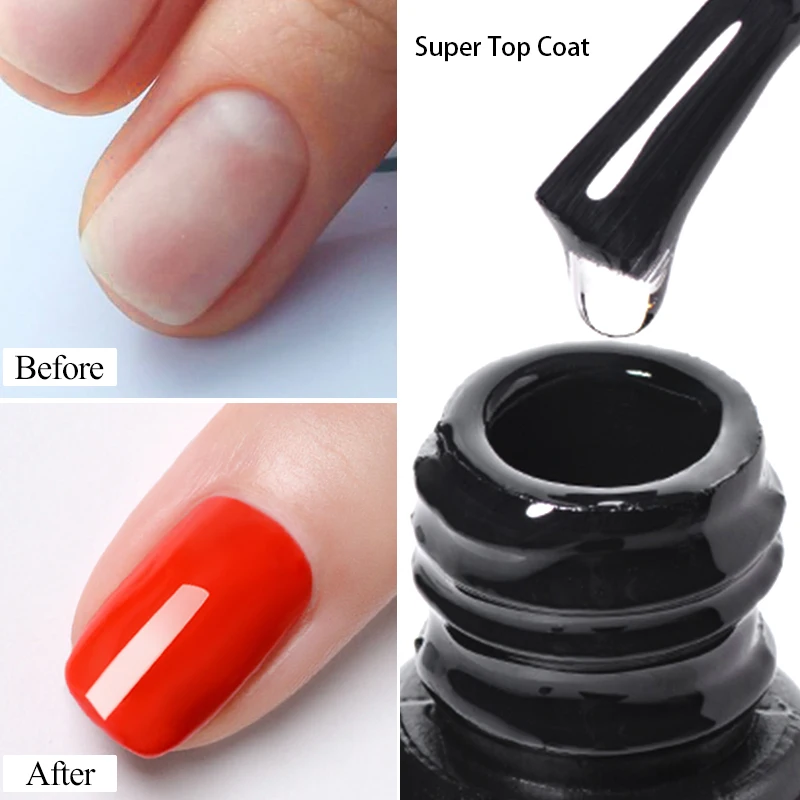 MEET ACROSS 7ml Smalto per unghie gel super top coat Super luminoso a lunga durata semi-permanente Soak Off Gel funzionale per nail art UV LED