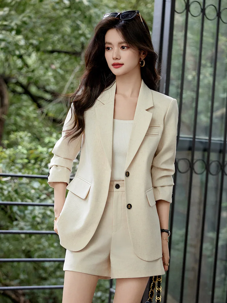 

Creamy-white Suit Jacket for Women Spring and Autumn2024New Small Casual High Sense Business Clothing Suit Suit