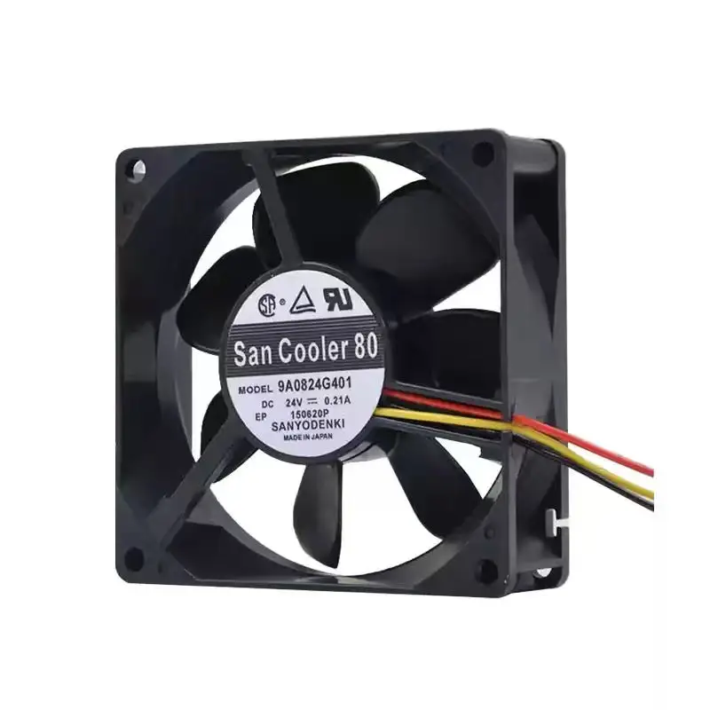 Original For Sanyo Denki 9A0824G401 San Cooler 80 24V 0.21A 8025 80mm Dual Ball Bearing DC Brushless Fan for Inverter Cabinet