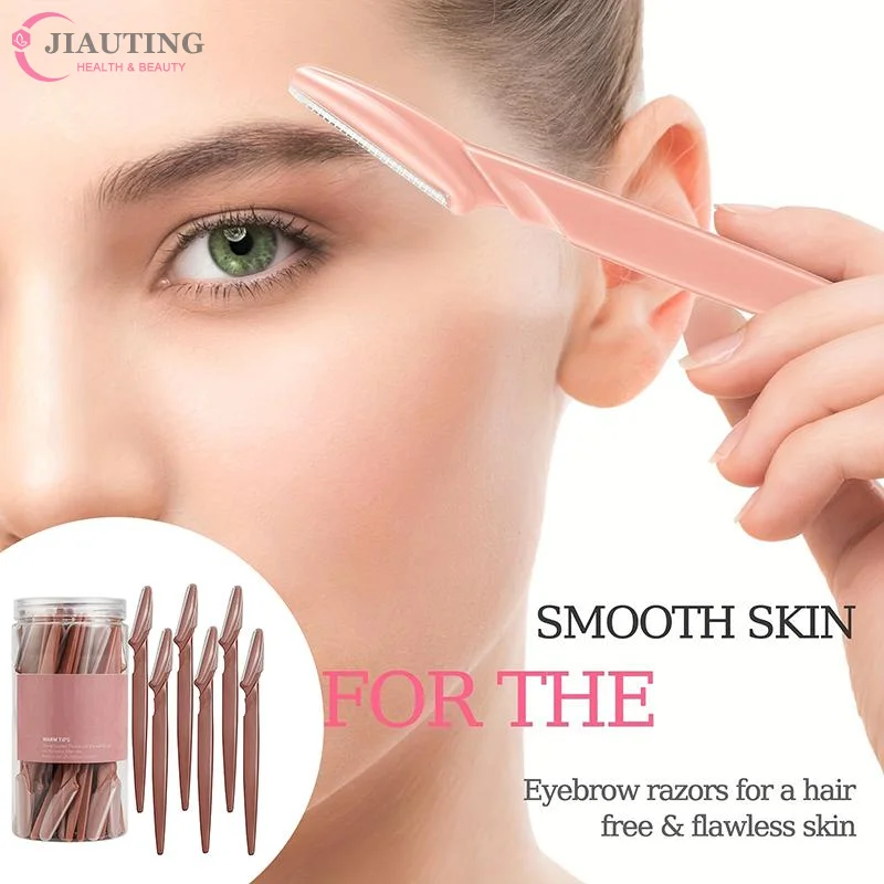 Bulk Eyebrow Razor Safe High Quality Hair Removal Blades 66PCS Brown Trimmer for Commercial Salon Use