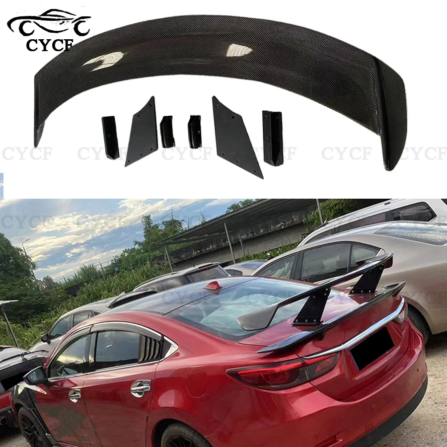 For Mazda Atz High quality Carbon Fiber Spoiler Tail fins Rear Trunk Guide Wing Rear Wing Car Trunk Diverter body kit