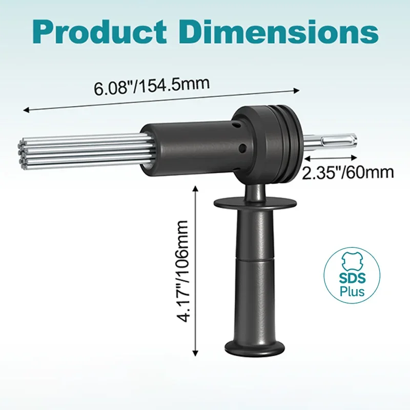 SDS Plus Deburring Tool with Removable Handle, Needle Rust Remover for Rust Removal and Edge Trimming - 3 Colors Random Shipment