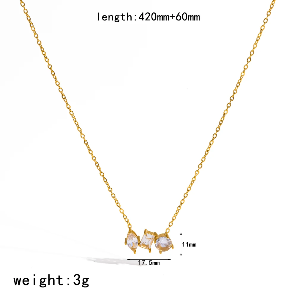 18K vergoldete Edelstahl-Halskette mit Wassertropfen-Zirkon-Anhänger für Damen, luxuriöser wasserdichter Schmuck für den täglichen Gebrauch, Geschenk. – Detail 9