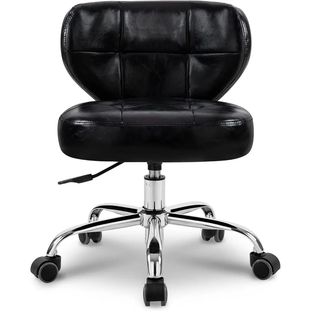 Hydraulic Adjustable Pedicure Stool with Back Support, Ideal for Spa, Massage, Tattoo, and Medical Use, Black
