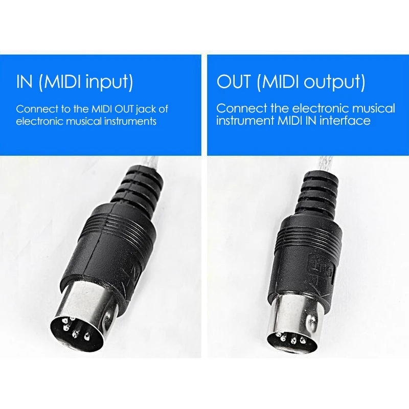 USB to MIDI 5Pin Cable Converter 2 in 1 to PC Audio Output Editing for Piano Electronic Electronic Musical