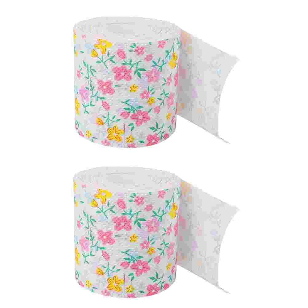 2 Rolls Household Toilet Paper Travel Towel Colour Different Patterns of Handkerchief