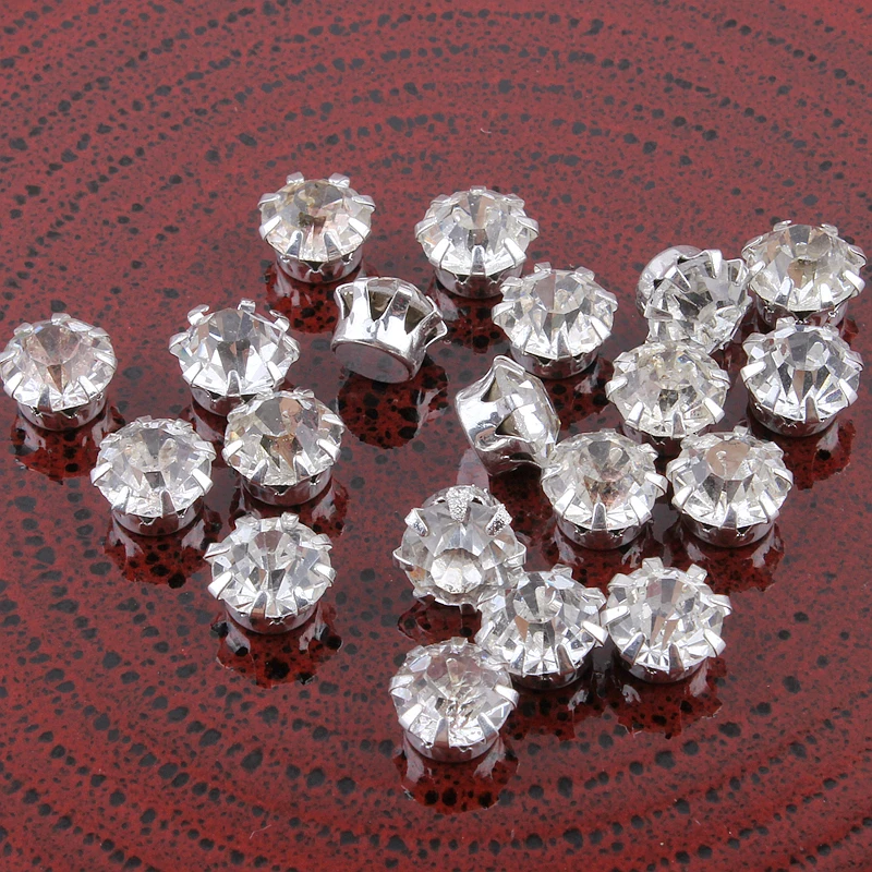 

1200pcs/lot 7mm Silver DIY Mini Bling Decorative Crystal Rhinestones Clear Metal HotFix Flatback Strass Loose Beads