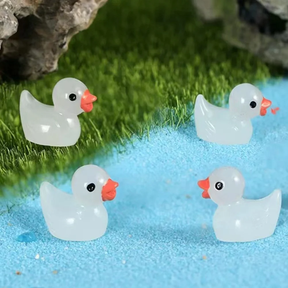 

100pcs Night Light Mini Duck Resin Glowing Decor For House Craft Scene Desktop Garden Ornament Luminous Animal Tiny