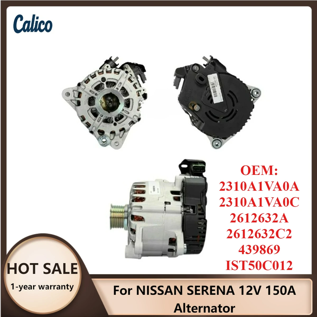 

High Quality Material Selection for NISSAN SERENA 12V 150A Alternator 2310A1VA0A 2310A1VA0C 2612632A 2612632C2 439869 IST50C012