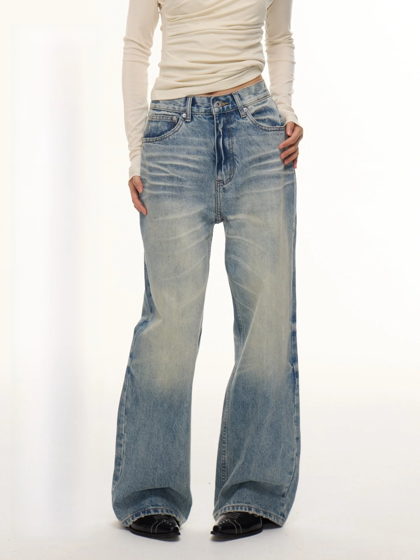 

Свободные прямые джинсы с низкой талией, синие, женские, повседневные, весенние, модные, новые, из денима, комфортные, свободного кроя