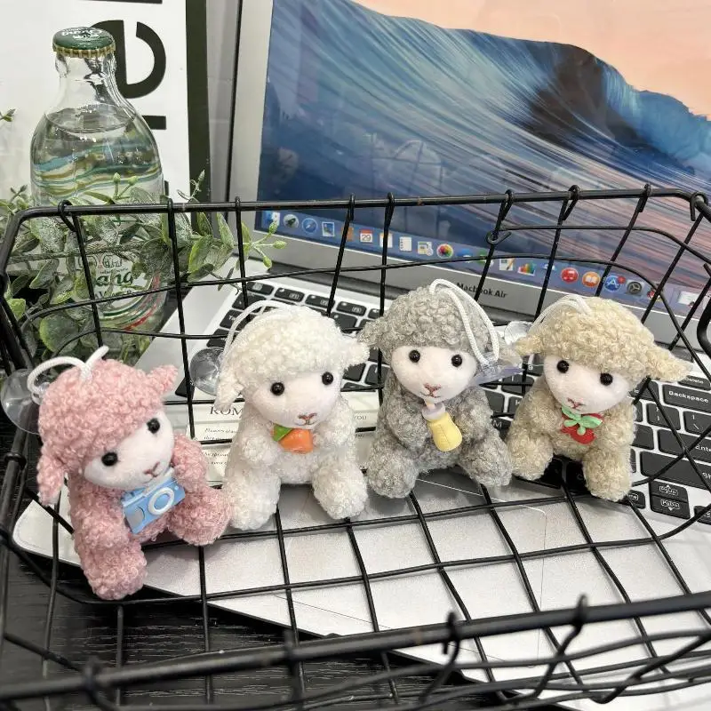 2027 Chinese Zodiac Lamb Plush Keychain Soft Fluffy Curly Sheep Pendant for Bag Decor New Year Gift