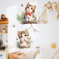 Cute Cat Vinyl Tile Child Wall Stickers For Baby Room Decor Furniture Sticker Wall Decor Adhesive Wallpaper Bedroom Accessories