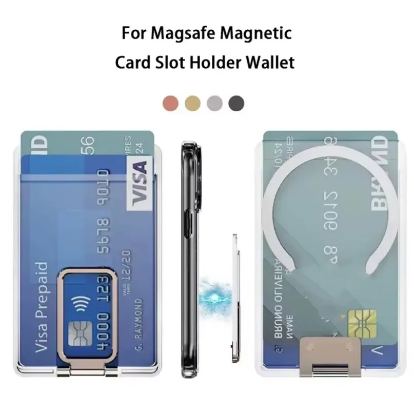 Magnetic Phone Card Holder 2 in 1 Magnetic Card Stand Bank Card Storage For Magsafe iPhone 16 15 14 13 12 Safe Phone Shell Mount