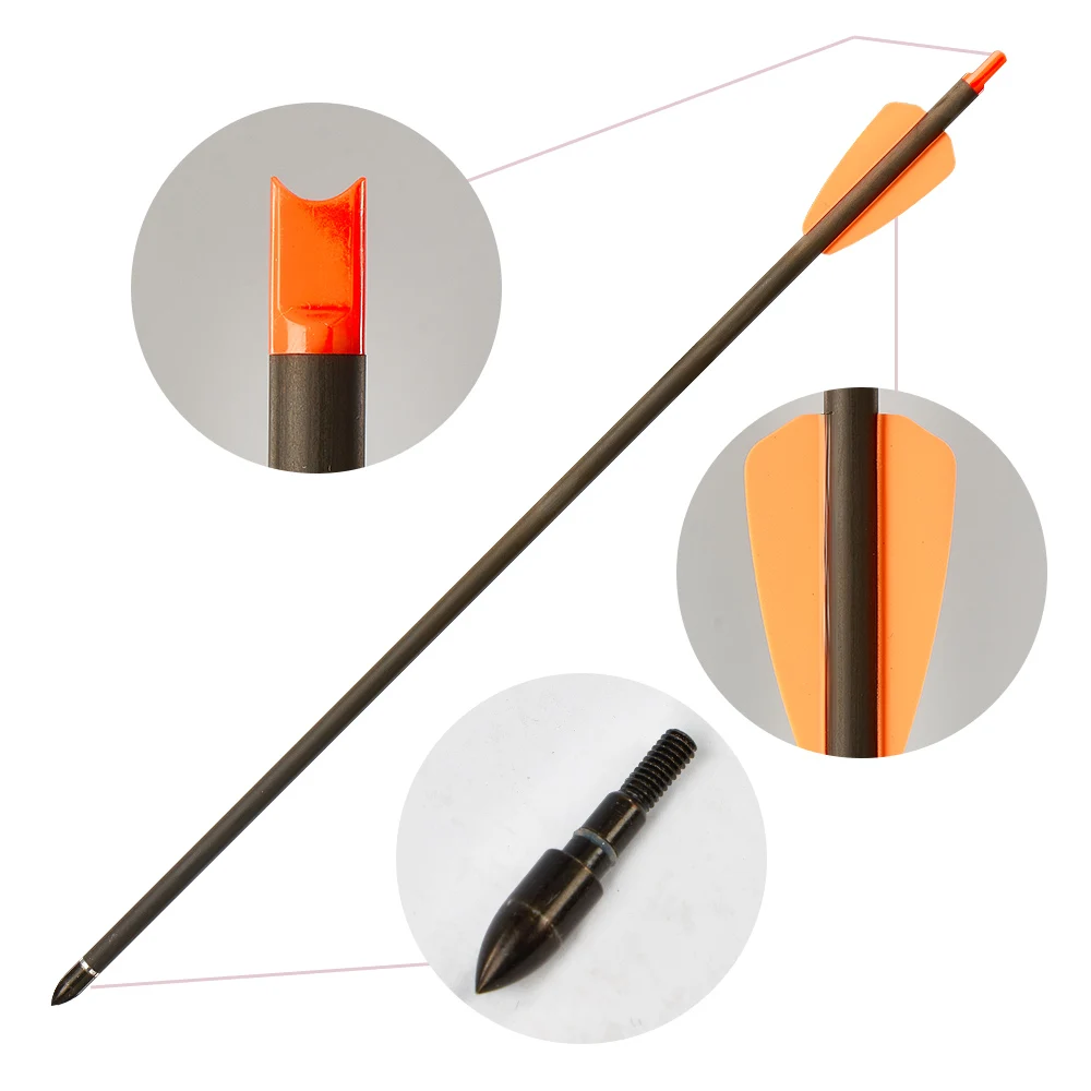 15inch Pure Carbon arrow 6Pcs/12Pcs/24Pcs Huntingdoor Pure Carbon Short Arrows Outdoor Archery Shooting Short Arrow Hunting