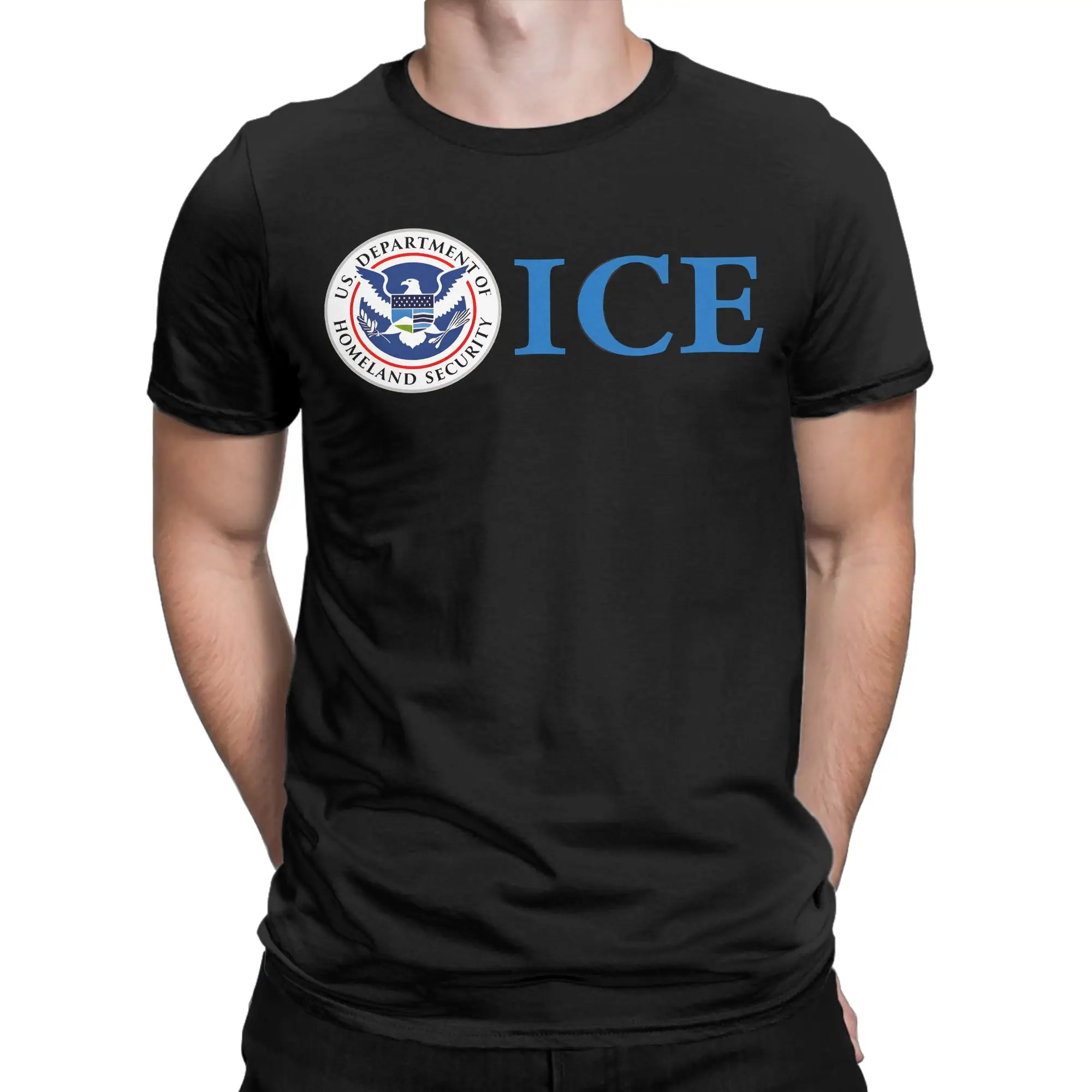 Leisure Immigration and Customs Enforcement  ICE  T-Shirts for Men  Short Sleeve Tee Shirt Summer Clothing