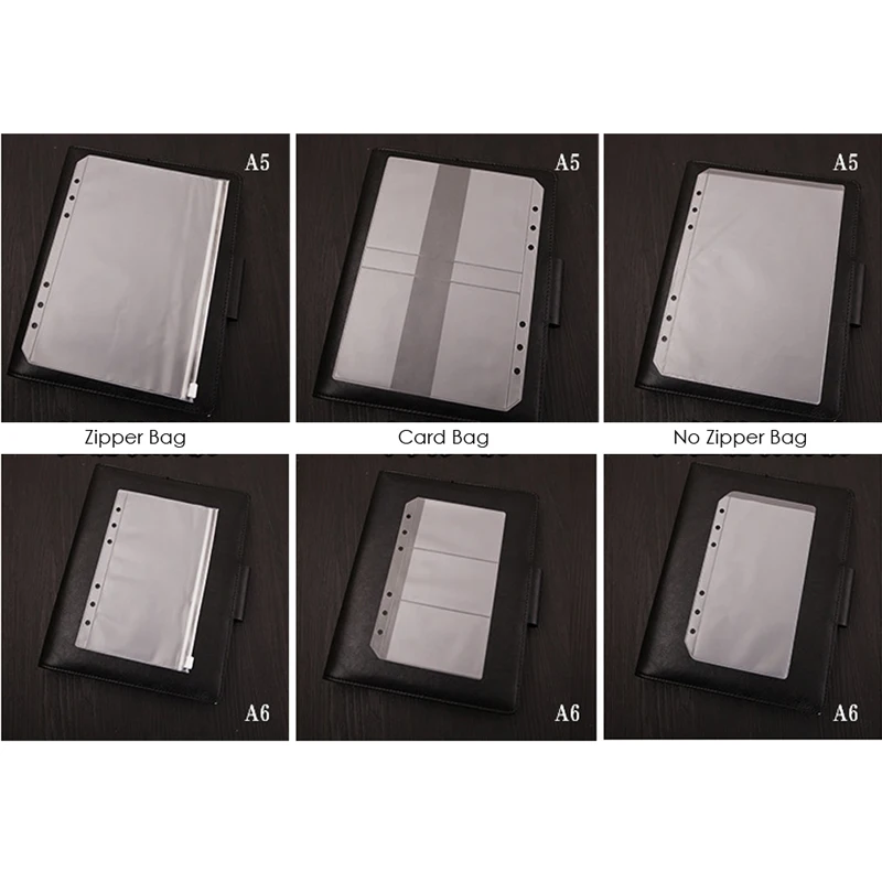 A5a6 Pvc Presentation Binder Folder Zipper Receive Bag Concise Planner\'s Spiral Filing Products Card Holder Bag