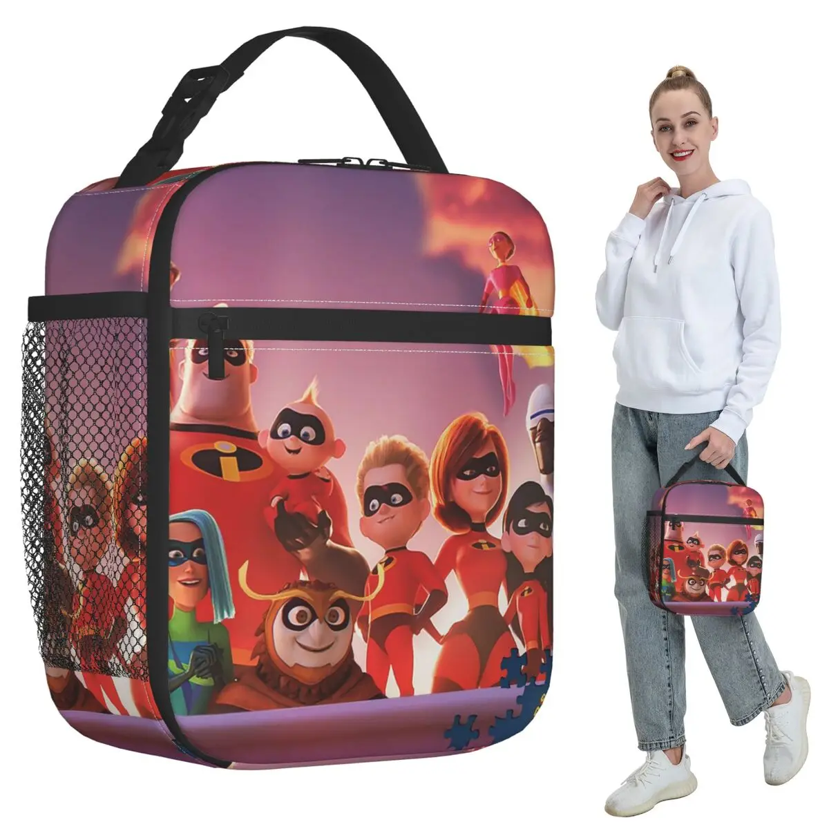 

The Incredibles Cartoon Insulated Lunch Bag for Women Office Cooler Thermal Food Box Tote Portable Lunch Boxes Container