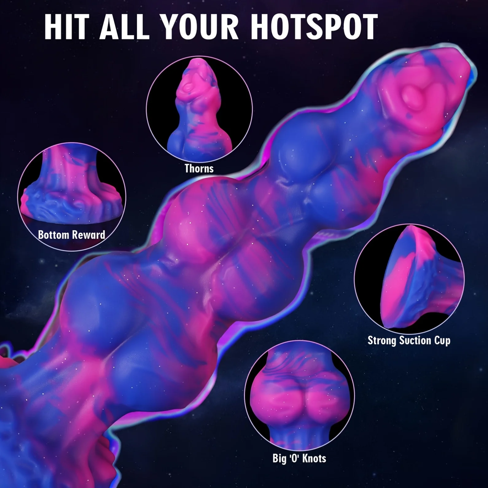 Starry sky monster dildo fantasy 3 knot dildo, soft silicone anal dildo, puppy G-spot dildo with big suction cup gay and lesbian - Image 3
