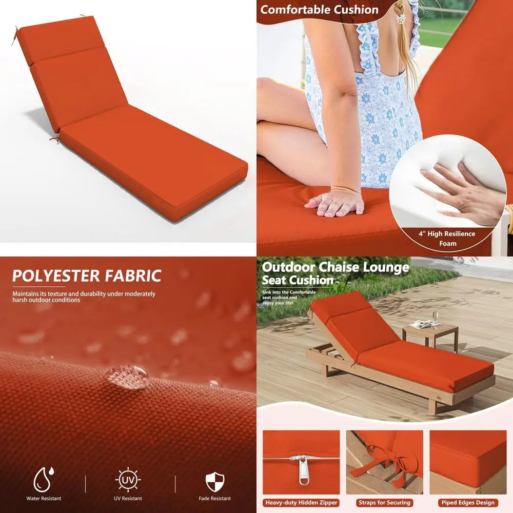 

Water-Resistant Outdoor Chaise Lounge Cushion 80x26x4, High-Density Foam, Fade-Resistant for Comfortable Relaxation