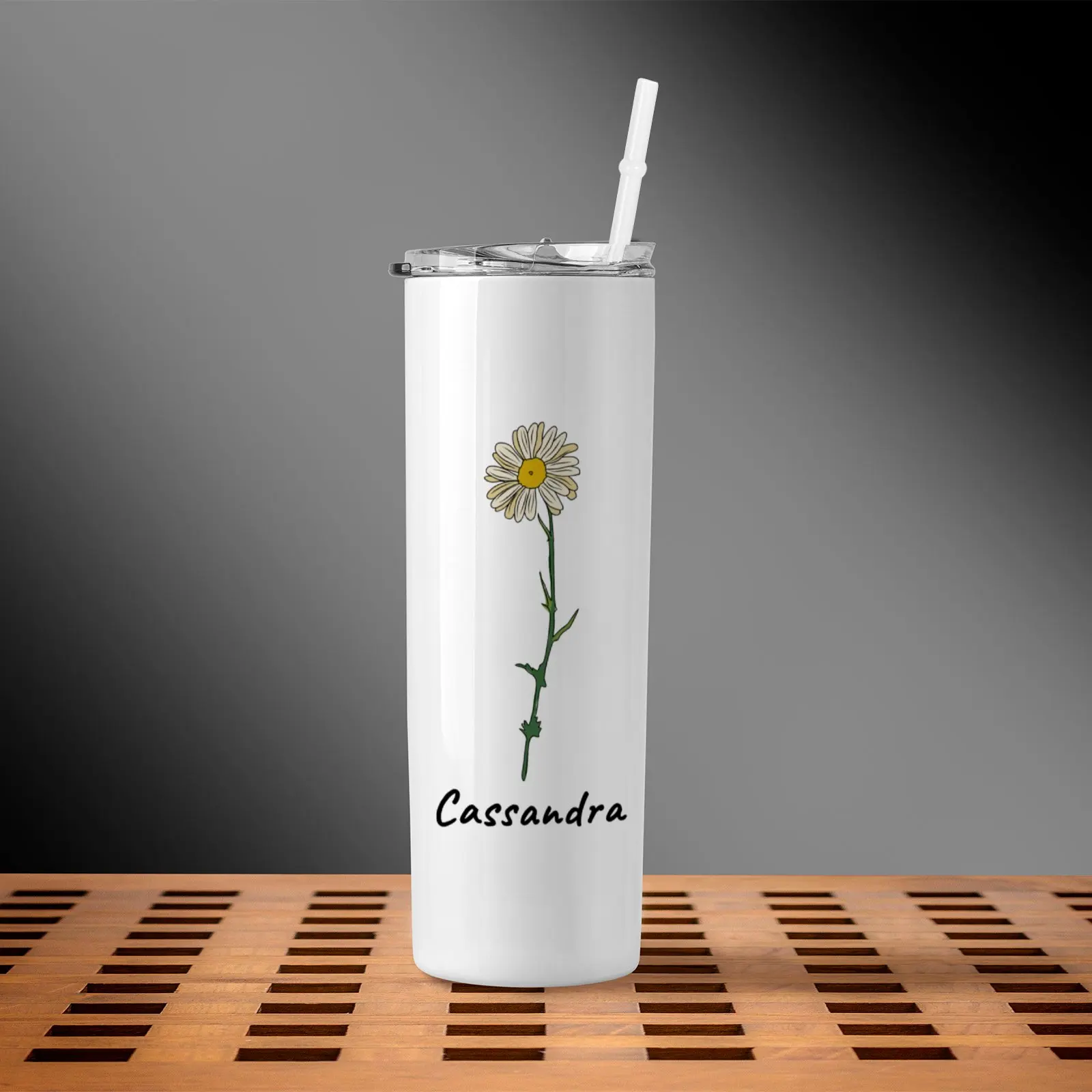 Custom 20oz Tumblers with Lid Straw Custom Name and Birth Month Flower Tumbler Water Bottle 304 Stainless Steel Vacuum Flasks