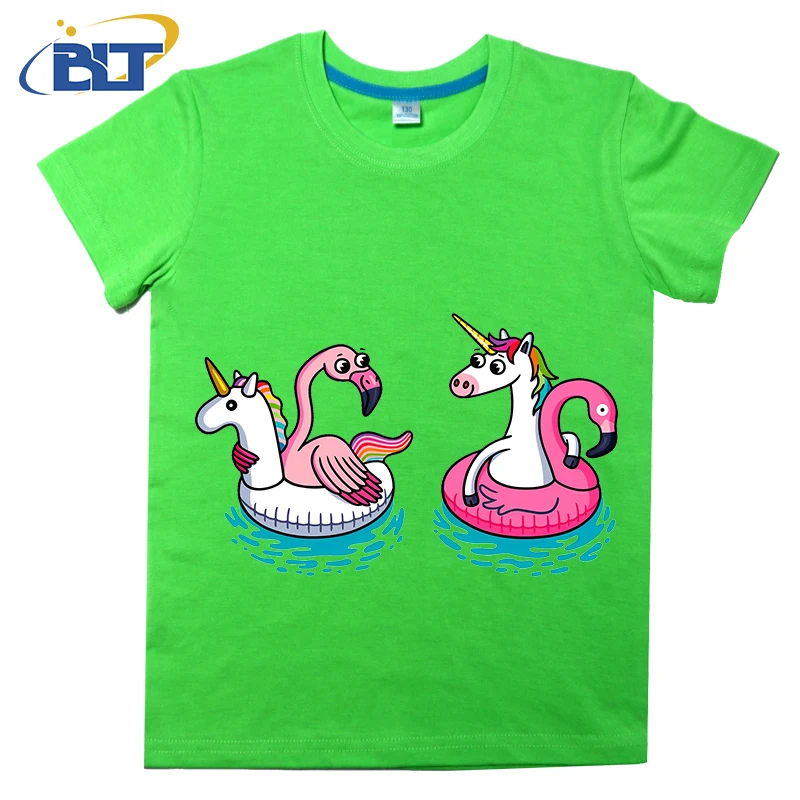 Floating Printed Kids Shirt Summer Cotton Short Sleeve Casual Tops Suitable for Boys and Girls