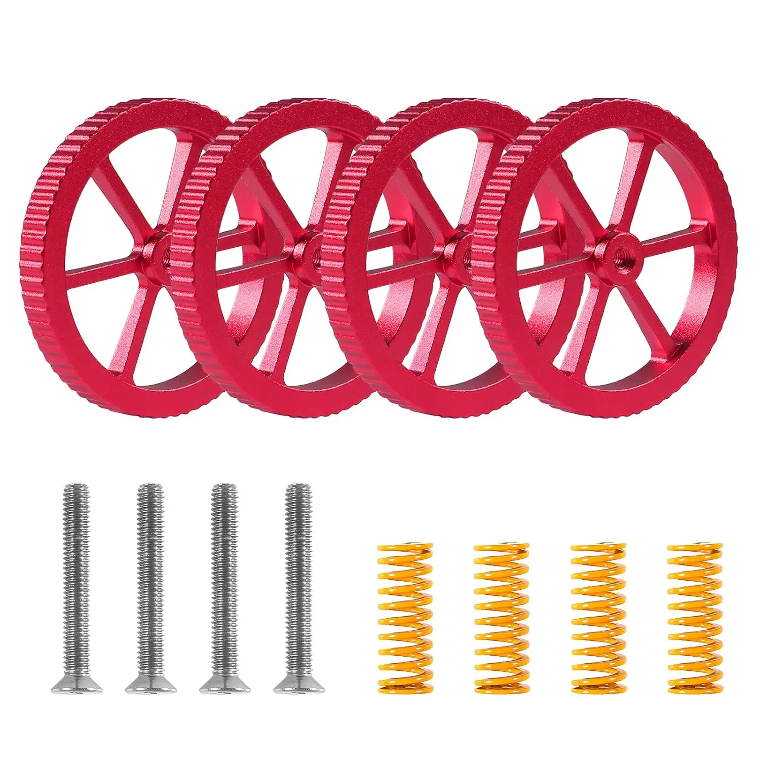 4PCS Upgraded Aluminum Hand Twist Leveling Nut with Hot Bed Die Springs and Screws for Ender 3/3 Pro/3 V2 /5/5 Plus/Pro/CR-10