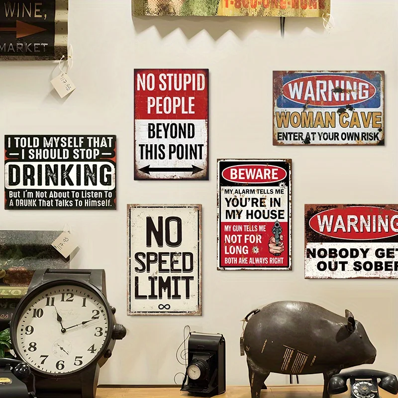 Decorative Sign & Plaque 6pcs Vintage Funny Sarcastic Quotes Metal Sign for Man Cave Decor Bar Warning Wall Decor Garage Gifts f