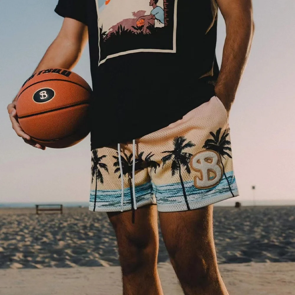 

2025 BKTSQD brand man Training sports shorts men's mesh quick drying quarter knee basketball running beach short pants