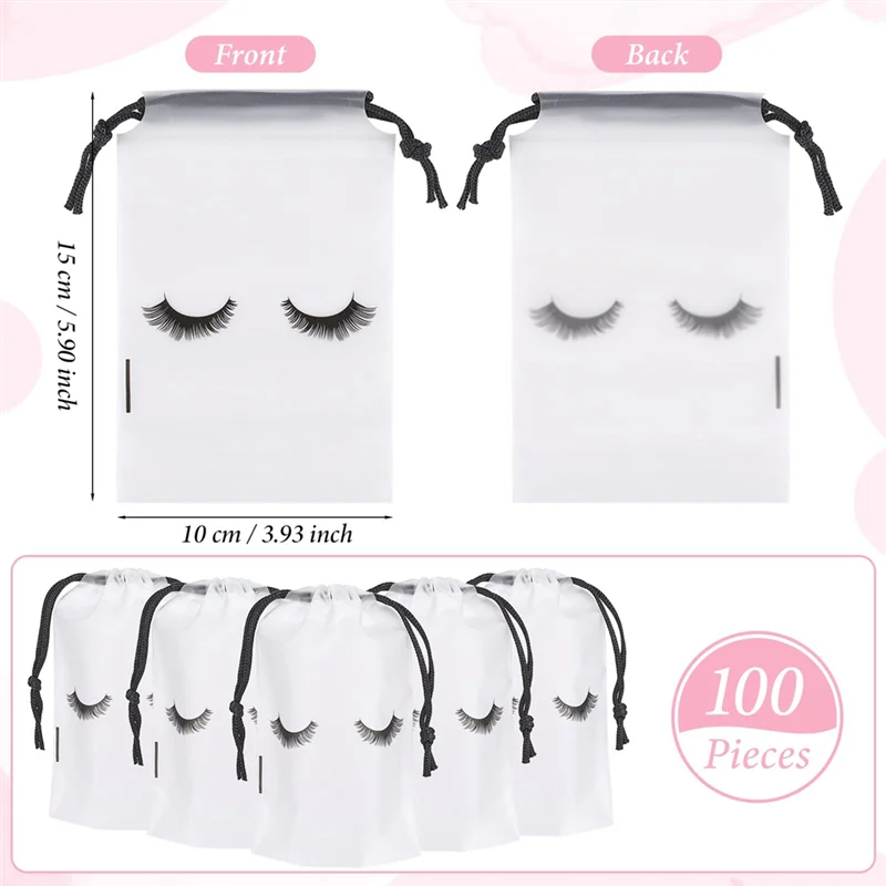 100Pcs Lash Bags for Clients Lash Goodie Bags for Clients Lash Aftercare Bags Eyelash Extensions Makeup Bags Clear