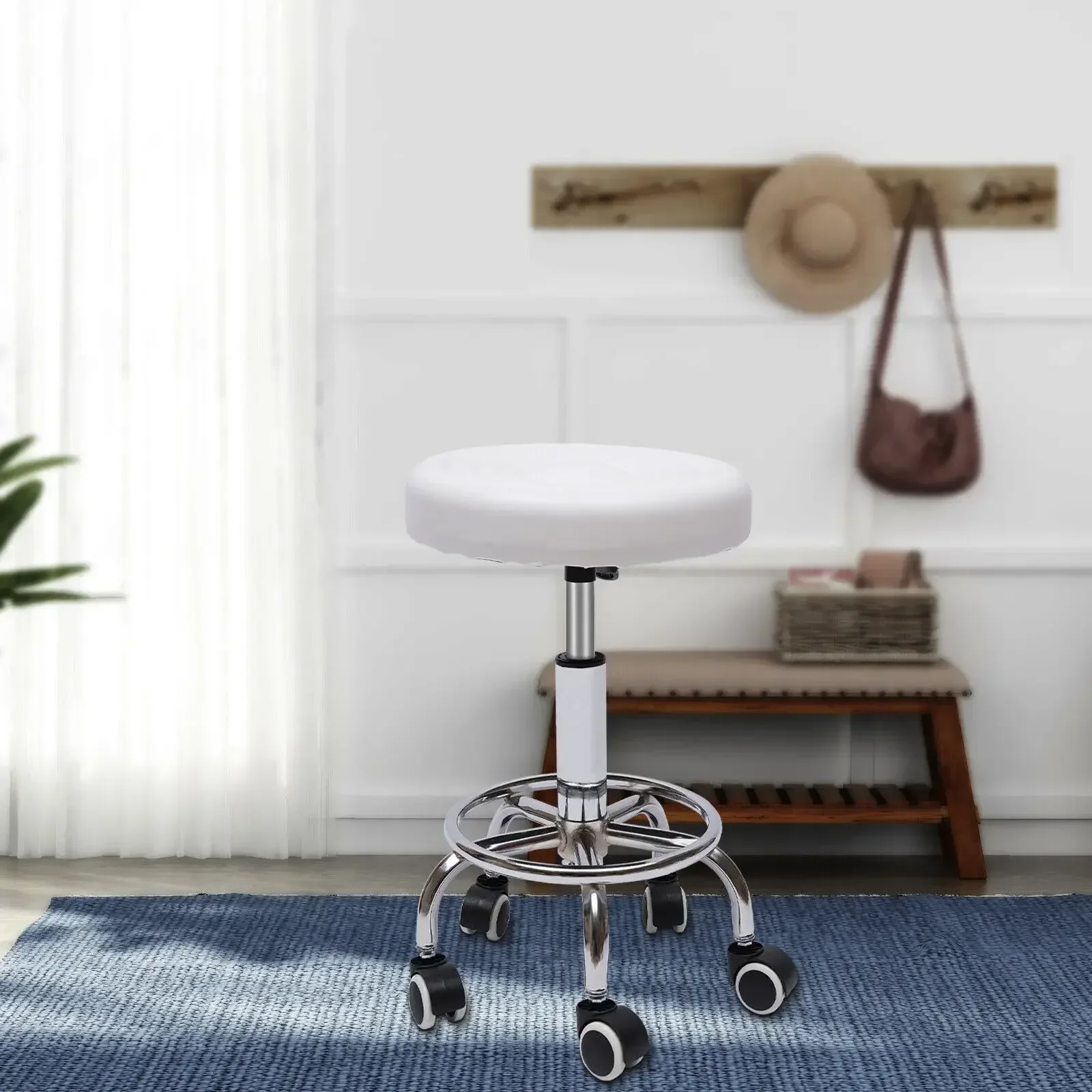 

Stool with Height Adjustable for Bars Office Home Rolling Rotating Chairs Equipped W/ 5 Wheels
