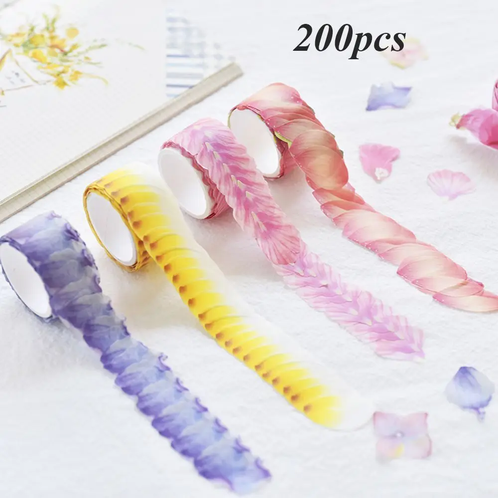 200PCS Sakura Decorative Sticker Scrapbooking Flower Petals Tape Sticky Paper Masking Tape